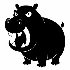  A angry hippopotamus black vector silhouette