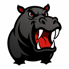  A angry hippopotamus black vector silhouette