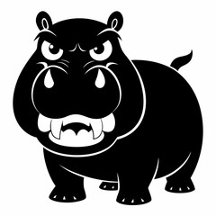  A angry hippopotamus black vector silhouette
