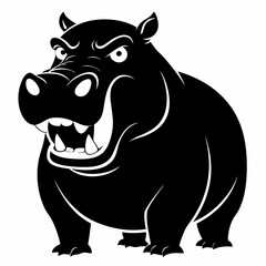  A angry hippopotamus black vector silhouette