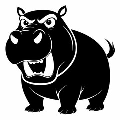  A angry hippopotamus black vector silhouette