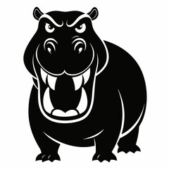  A angry hippopotamus black vector silhouette