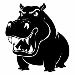 A angry hippopotamus black vector silhouette