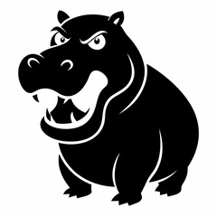  A angry hippopotamus black vector silhouette