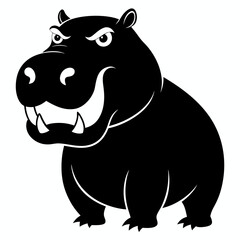  A angry hippopotamus black vector silhouette