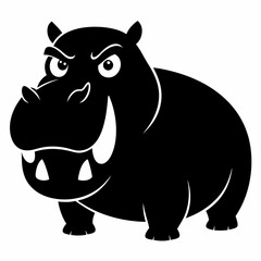  A angry hippopotamus black vector silhouette