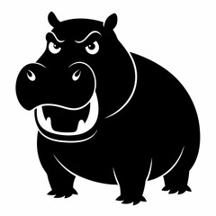  A angry hippopotamus black vector silhouette