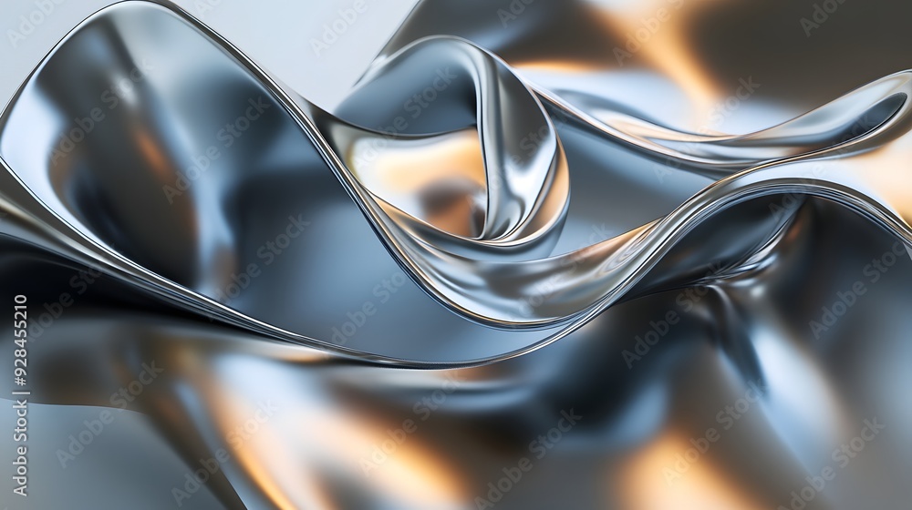 Poster 58. geometric forms with metallic reflections and smooth surfaces arranged in a modern 3d pattern is