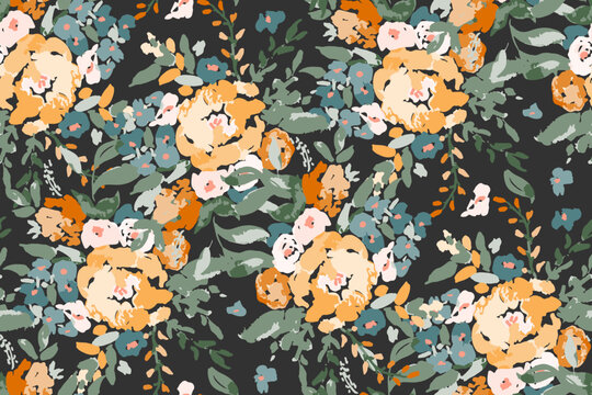 Cute feminine watercolor seamless pattern with wildflowers.hand drawn, not AI