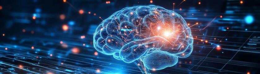 Brain development, evolving neural structures, bright growth patterns, vibrant gradient, futuristic educational technology