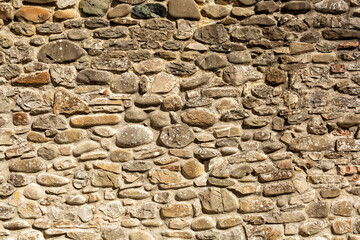 Medieval italian castle stone wall, background from natural material.