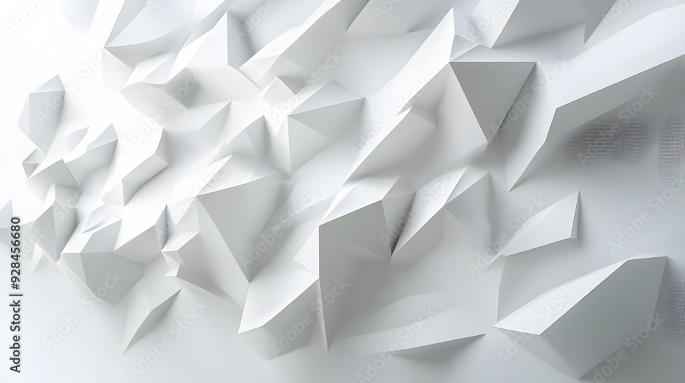 Poster 61. dynamic 3d wall art featuring floating geometric prisms and smooth curves creating a sophisticat