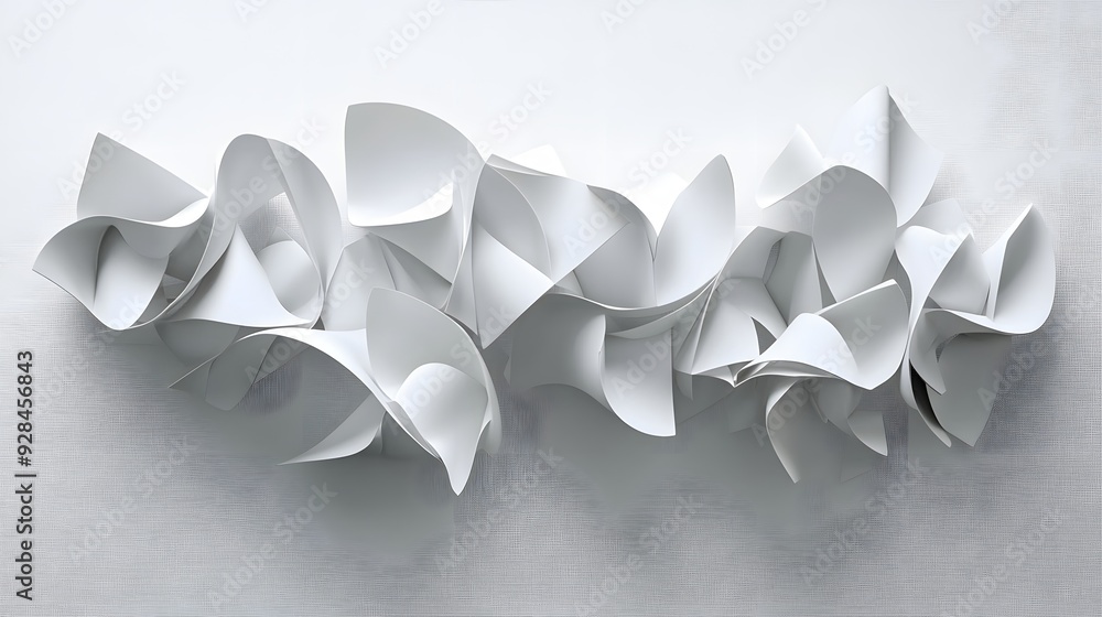 Poster 61. dynamic 3d wall art featuring floating geometric prisms and smooth curves creating a sophisticat