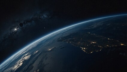 Fototapeta premium A dark photo of the earth in the galaxy