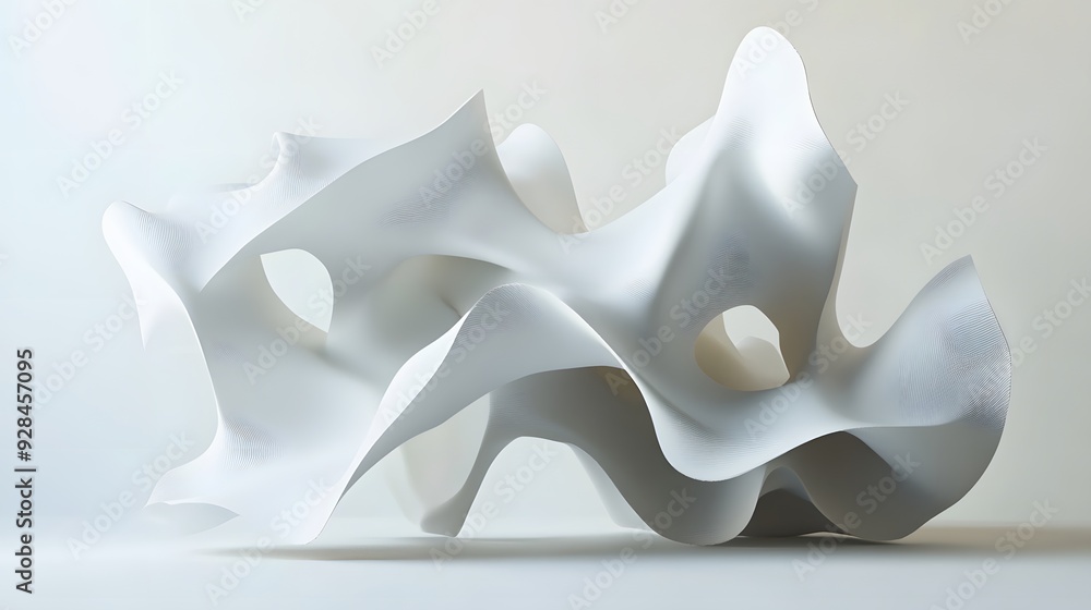 Poster 62. abstract 3d composition with interconnected shapes and subtle shadows forming a modern geometric