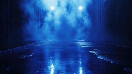 Naklejka premium Foggy street at night