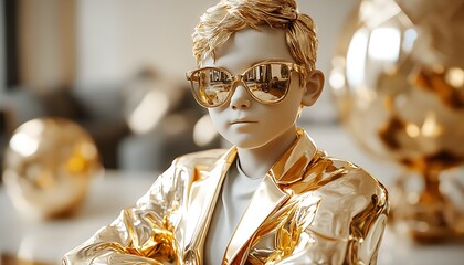 Créer une image gold 3D réaliste de petit élève de 12 ans dans un context Un collégien recevant un prix d'excellence de son professeur.