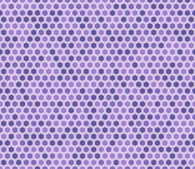 Hexagon background. Hexagon mosaic pattern with inner solid cells. Purple color tones. Hexagon shapes. Seamless pattern. Tileable vector illustration.