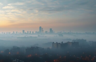 Fototapeta premium Foggy cityscape view