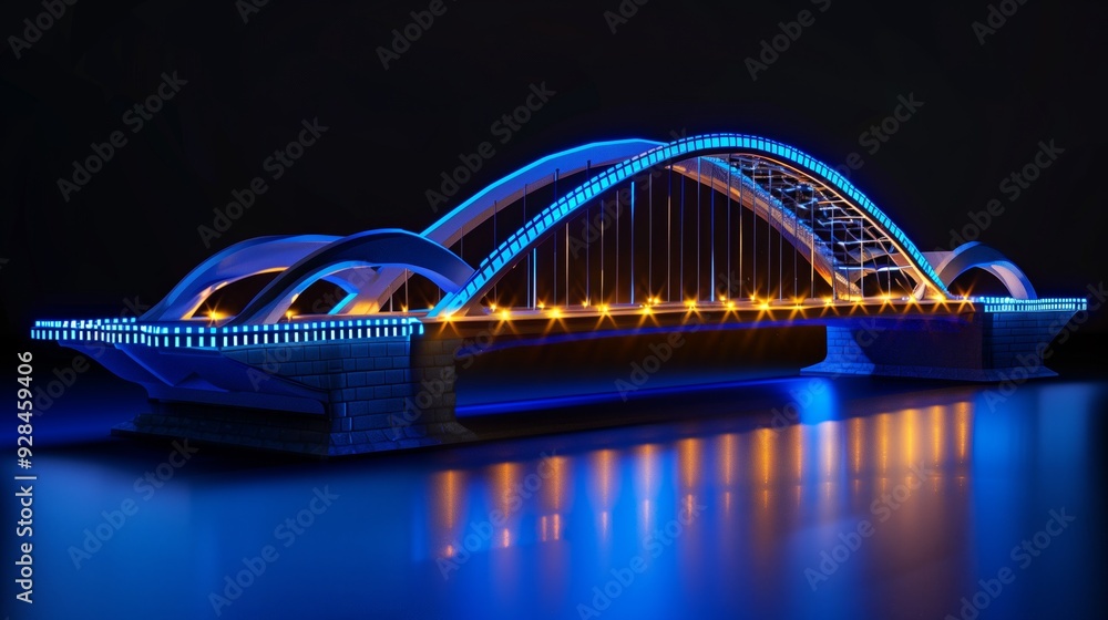 Poster vision of architecture of a 3d model bridge project