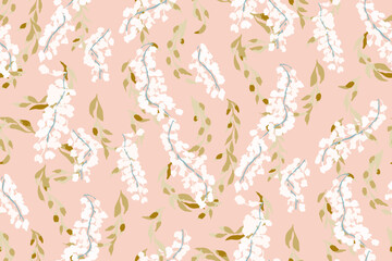 Cute feminine watercolor seamless pattern with wildflowers.hand drawn, not AI