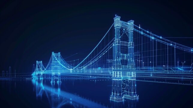 vision of architecture of a 3d model bridge project