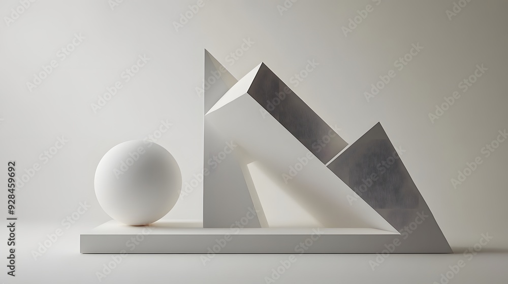 Aufkleber 39. geometric shapes with subtle reflections arranged in a sophisticated 3d composition against a cl