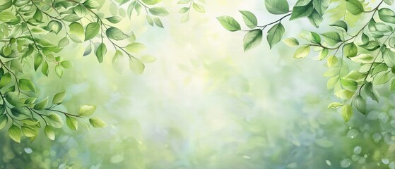 A serene background featuring soft green leaves, ideal for nature-themed designs or calming visuals.