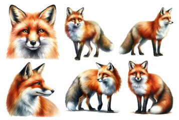 Realistic Watercolor Fox Illustrations.