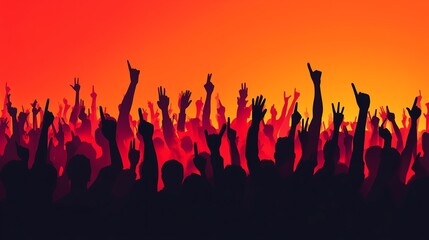 Fototapeta premium crowd sillhouettes cheering during concert