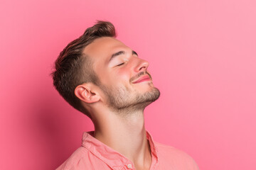 Fototapeta premium A close up of a man's face with his eyes closed