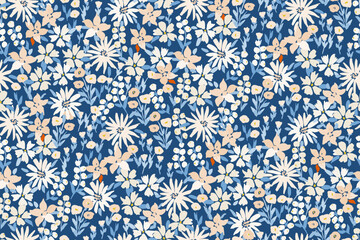 Cute feminine seamless watercolor pattern with little tiny wildflowers, hand drawn, not AI