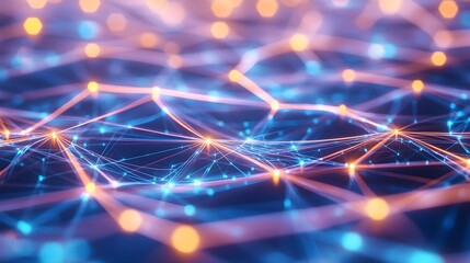 Abstract Blue & Orange Network Connections Background