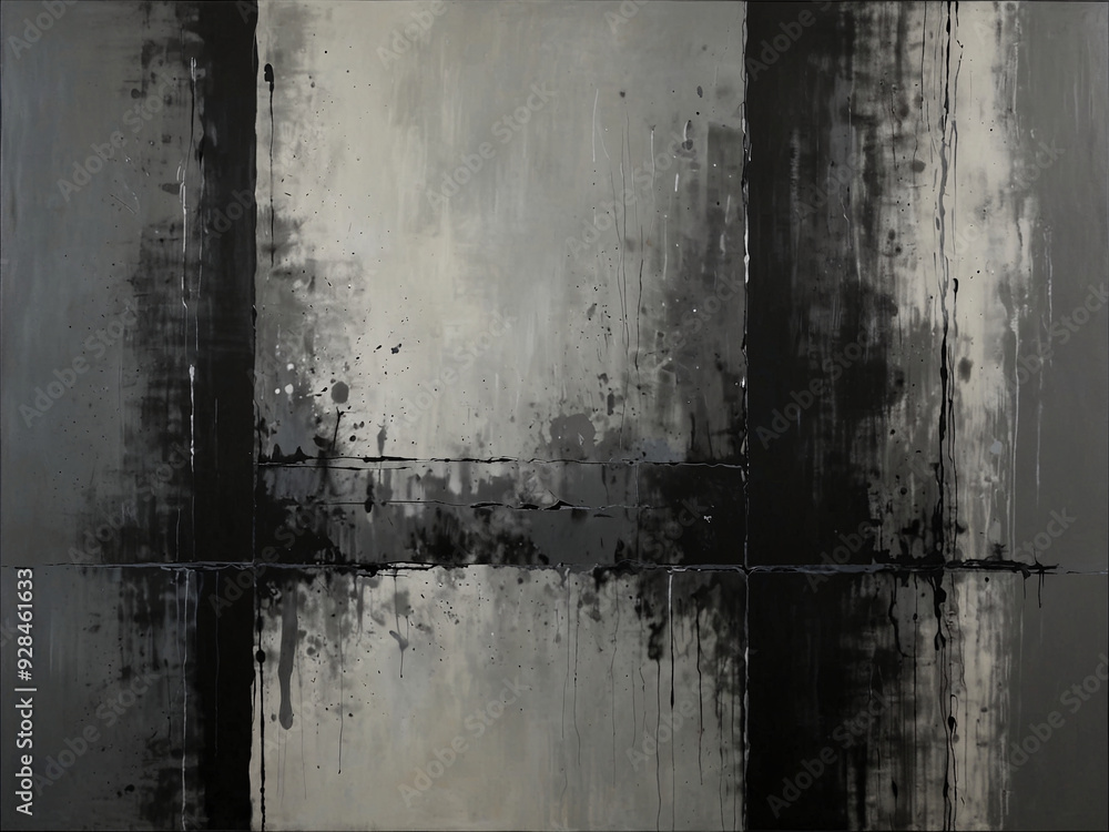 Poster a monochromatic abstract piece that plays with light and shadow, using varying shades of gray to cre