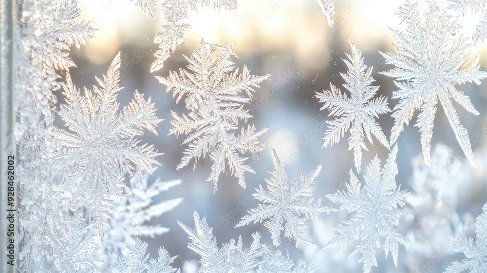 Poster frost patterns on window pane.