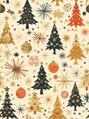 Seamless pattern background made of christmas winter objects