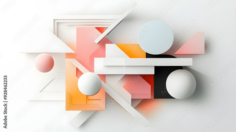 Poster 47. futuristic 3d wall art with floating shapes and smooth gradients arranged in a sophisticated geo