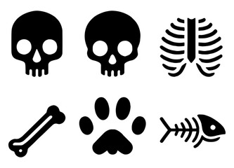 ones Silhouette Set Featuring Various Skeletal Structures and Poses | Anatomical and Versatile Design | Flat Vector Illustration