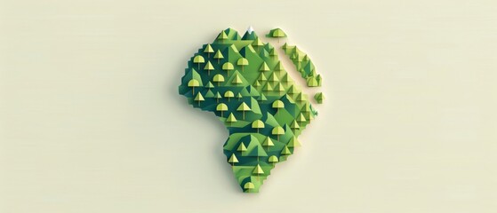 A vibrant, artistic representation of Africa, showcasing lush landscapes and greenery in a modern and stylized design.