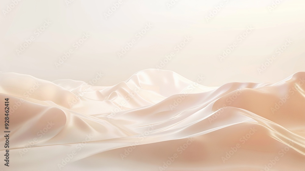 Poster Delicate folds of rose gold fabric catch soft light, creating a serene atmosphere filled with elegance and warmth