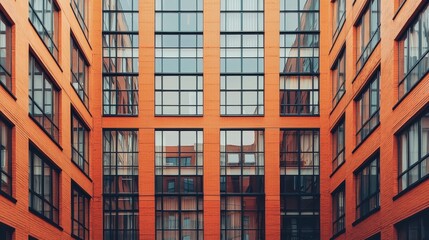 Obraz premium Orange Brick Building with Large Windows.