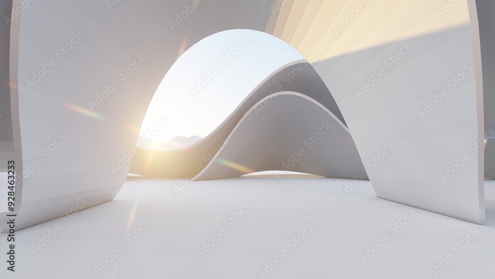 Aufkleber futuristic architecture background 3d render