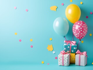 child birthday card with baloons