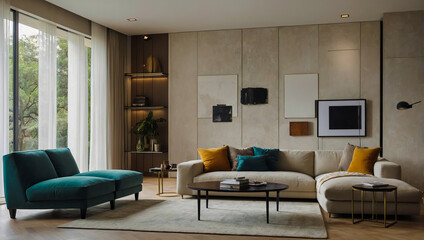 Stylish interior of a modern living room that looks luxurious.AI generated