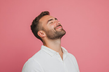 Fototapeta premium A close up of a man's face with his eyes closed