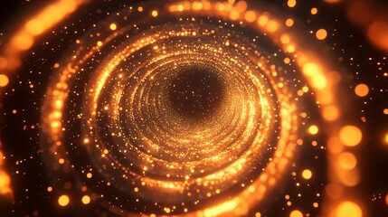 Obraz premium Ethereal orange time tunnel with light painting effects, abstract technological backdrop for futuristic and innovative concepts.