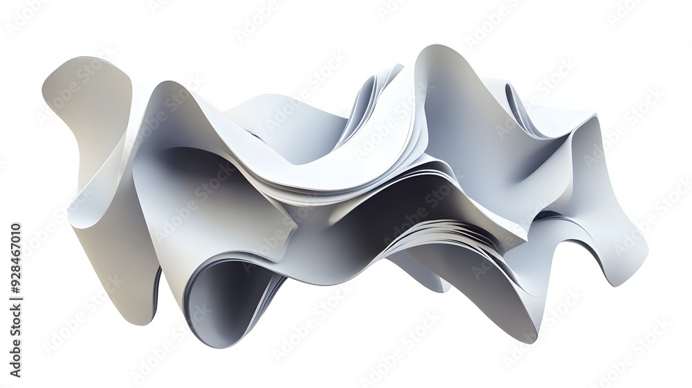 Poster 30. abstract 3d design featuring interlocking geometric prisms and curved surfaces, isolated on a cl