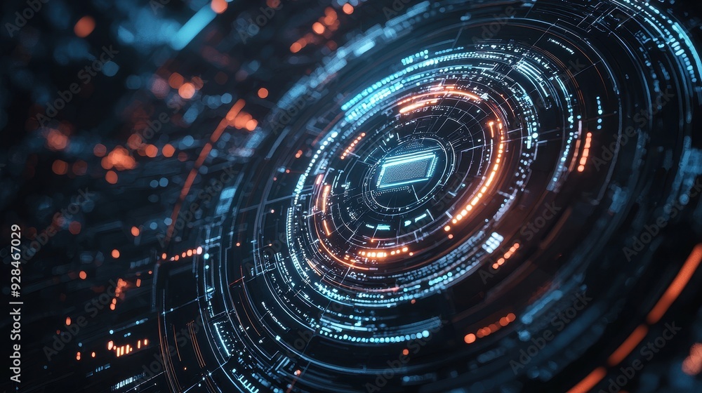 Aufkleber detailed digital environment with advanced tech elements and high-resolution
