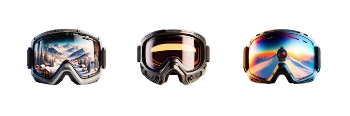 Fototapeta premium Set of Snowboard Glasses, isolated over on transparent white background