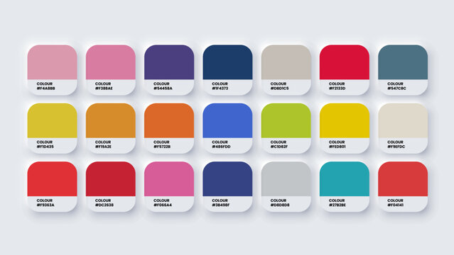 Color Palette, Colour Swatches in RGB, HEX Colors, Bright Colour in HEX Codes Catalog, Paint Palette, Colorful Tones